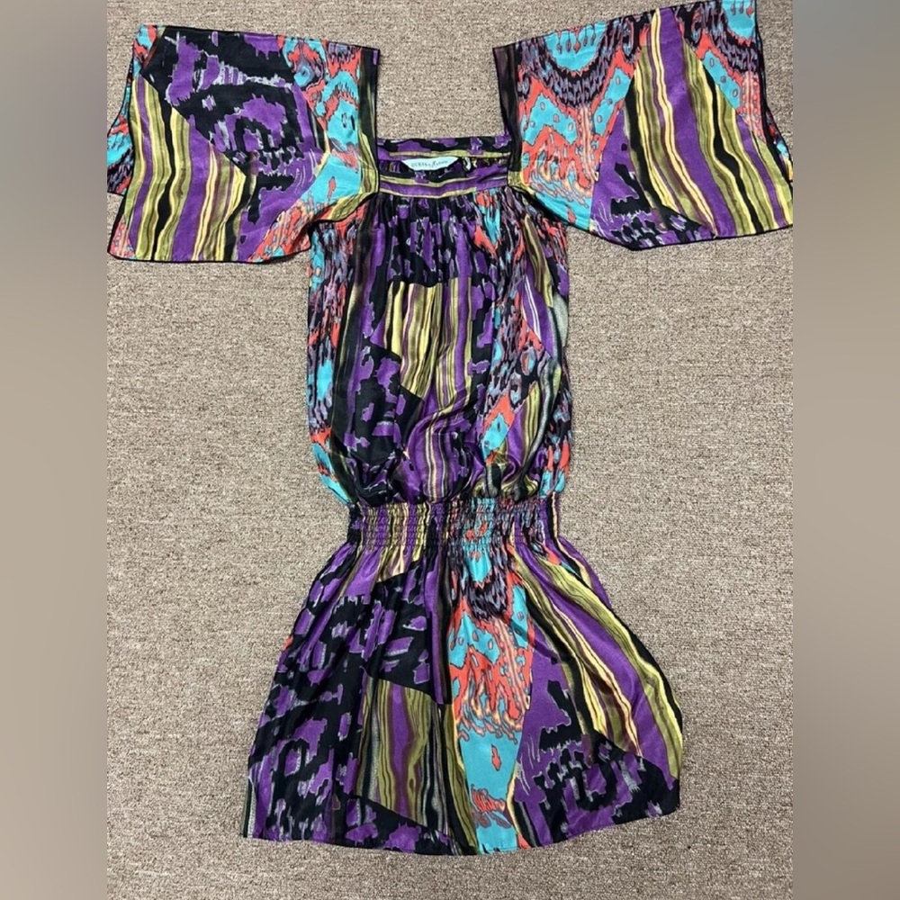 GUESS by MARCIANO XS/S Silk Blend Shibori Tie Dye Hippy Boho Hippie Butterfly
